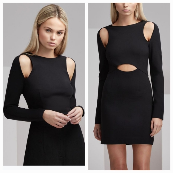 NWT Finders Keepers Leon Long Sleeve Cut Out Dress - Black - Picture 1 of 10